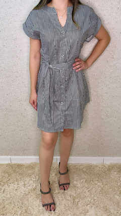 VESTIDO CAMISETA LISTRADO - NATHALIA - Amora Rosa