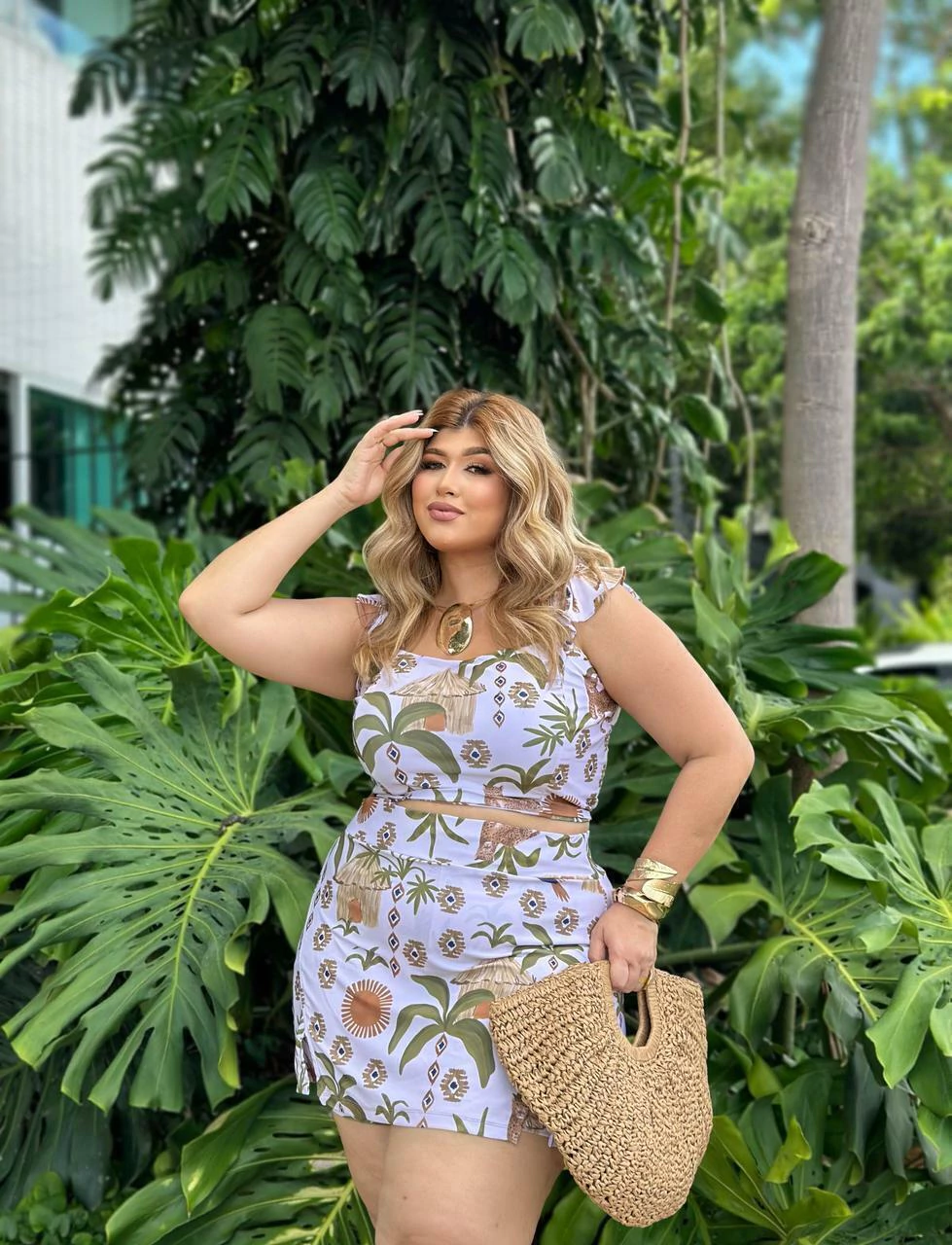 Conjunto Estampado Plus Size Feminino