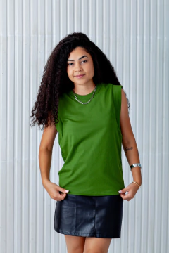 Muscle Tee REBECA (T-shirt) lisa manga curta 100% algodão - Verde Vert - comprar online