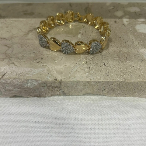 Pulseira Coração Liso e Cravejado
