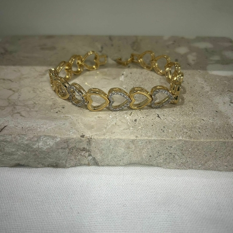 Pulseira de Coração Vazado liso e Cravejado