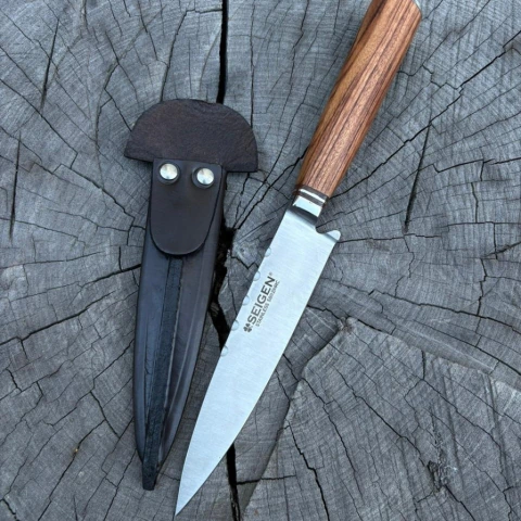 Cuchillo Seigen (hoja 14 cm) cabo en madera y alpaca