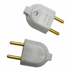 Plugue Tomada Pino Macho 2P Branco PCT/10