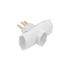 Plug Pino 3 Saidas 2 Polos CAIXA/10 Unidades Branco FLP