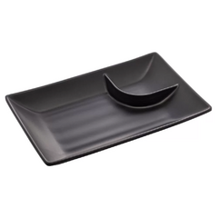 Prato para Sushi Temaki com Molheira Melamina Preto 19CM CAIXA/10 na internet