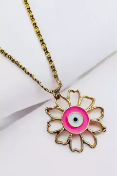 Colar Longo Flor Resinado Olho Grego na internet