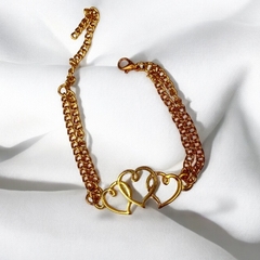 Pulseira Corrente Dupla Corações