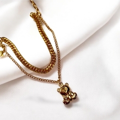 Pulseira Dupla Urso Abaloado Folheado a Ouro 18k - Lindika
