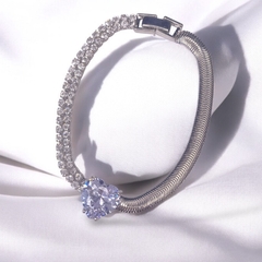 Pulseira Strass e Malha Coração Zircônia - Lindika