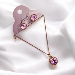 Conjunto Colar e Brincos Esfera Pedra - comprar online
