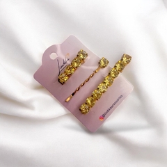 Kit Grampos Dourado com Strass Color - Lindika
