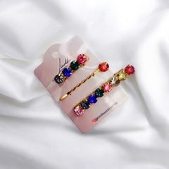 Kit Grampos Dourado com Strass Color