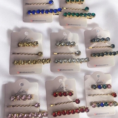 Kit Grampos Dourado com Strass Color - comprar online