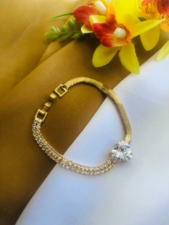 Imagem do Pulseira Strass e Malha Coração Zircônia