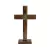 Crucifixo Madeira Frisada 26cm Mesa c/ Medalha São Bento Acrílico Mesclado - São Fábio Artigos Religiosos