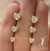 Brinco trio coração zirconia (Dourado / Prata)