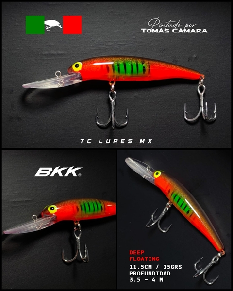 Señuelo Jerkbait TC LURES MX TC24 Rojo con verde atigrado - comprar en línea
