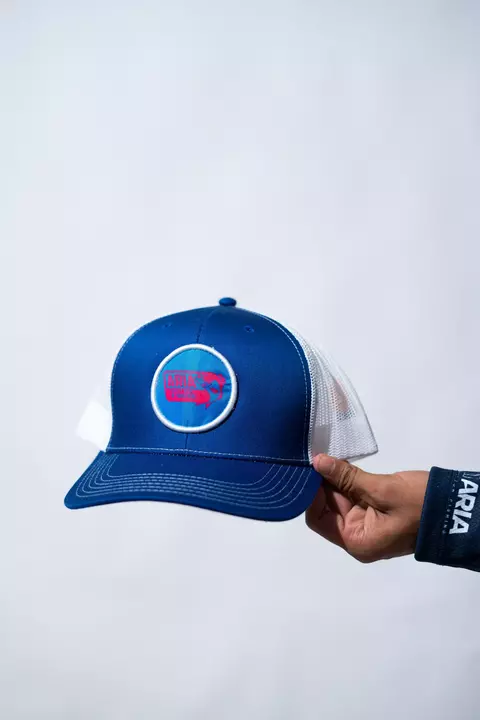 Gorra Tipo Trucker Azul Marino para pesca con ajustador snapback Aria Pink Bass