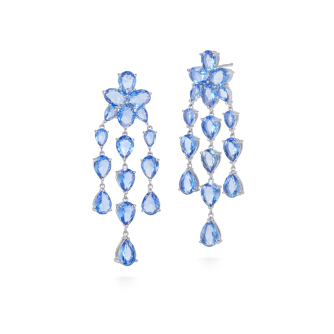 BRINCO FLOR ZIRCONIA AZUL
