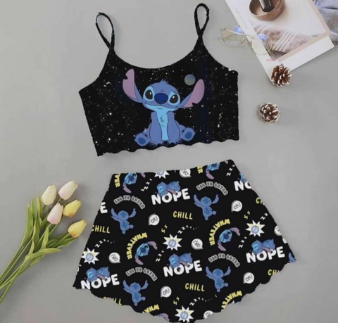 Pijama Doll ondinha stitch preto