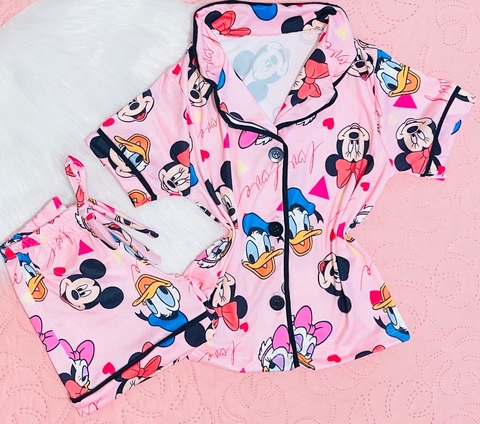 Pijama americano infantil minnie rosa