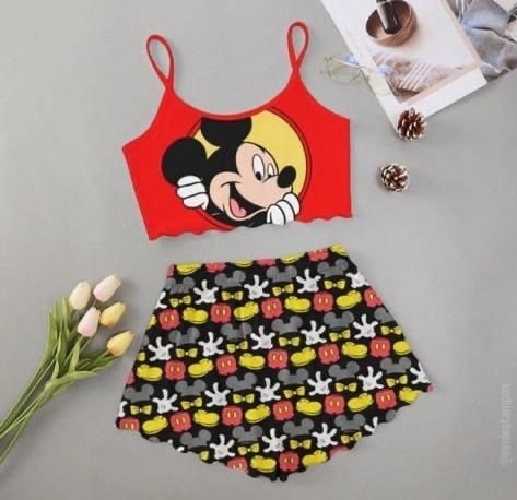 Pijama Doll ondinha mickey vermelho