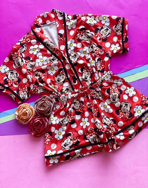 Pijama americano infantil minnie vermelha