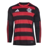 Uniforme Flamengo 2025, modelo manga longa em preto e vermelho, edição exclusiva Adidas. Perfeito para fãs do futebol carioca e colecionadores exigentes