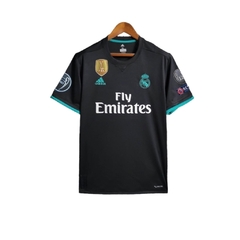 Camisa Retrô Real Madrid II 17/18 - Masculina Adidas - Preta com detalhes em verde com todos os patch