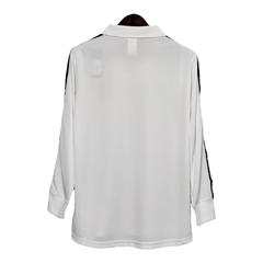 Camisa Retrô Real Madrid I 2002 manga longa - Masculina Adidas - Branca com listras pretas - comprar online