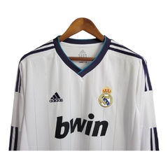 Camisa Retrô Real Madrid I 2012/2013 manga longa - Adidas Masculina - Branca com detalhes em azul - Suprema Esportes | Camisas de Time