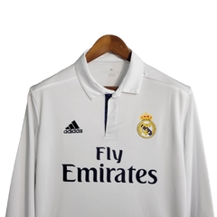 Camisa Retrô Real Madrid I 16/17 manga longa - Masculina Adidas - Branca com detalhes em azul na internet