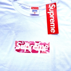 Playera supreme x bape pink white - Ollie Taco Shop