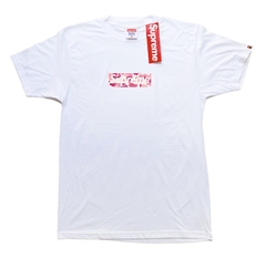 Playera supreme x bape pink white