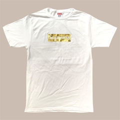 Playera supreme box logo golden white tee - comprar en línea