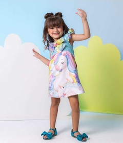 VESTIDO UNICÓRNIO 3D + TIARA