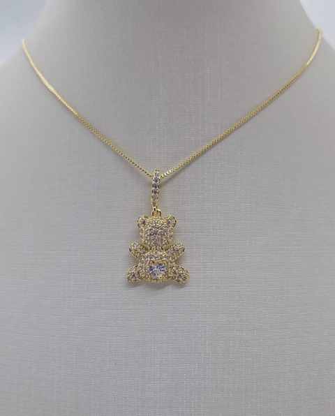 Colar Urso Cravejado Ouro