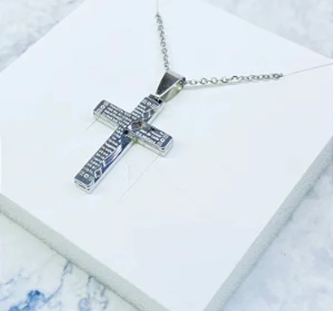 CORRENTE CRUÇIFIXO PAI NOSSO AÇO INOX