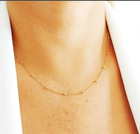 CHOKER BOLINHA OURO 453