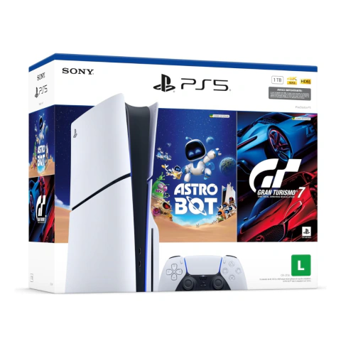 Console Sony PlayStation 5, Com Leitor de Discos, SSD 1TB, Controle Sem Fio DualSense + 2 Jogos