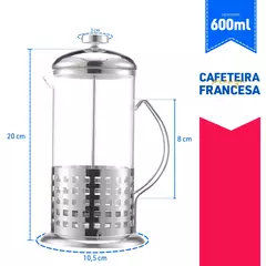 Cafeteira Francesa Cremeira 600ml Inox Leite Café Chá 3 - JMix Variedades