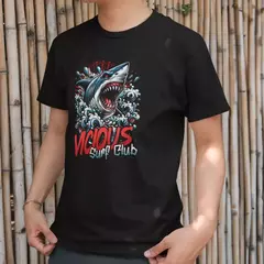 Camiseta Masculina Básica GuGi Tubarao Vicious Surf Club Shark Praia - JMix Variedades