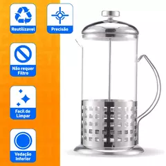 Cafeteira Francesa Cremeira 600ml Inox Leite Café Chá 3 - JMix Variedades