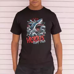 Camiseta Masculina Básica GuGi Tubarao Vicious Surf Club Shark Praia