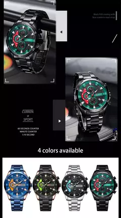 CURREN Relógios de aço inoxidável para homens moda criativa mostrador - JMix Variedades