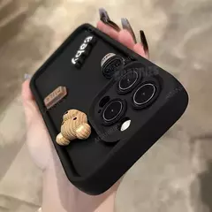 Bonito 3d urso café dos desenhos animados caso de silicone para iphone 15 12 11 na internet
