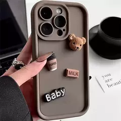 Bonito 3d urso café dos desenhos animados caso de silicone para iphone 15 12 11 - comprar online