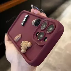 Imagem do Bonito 3d urso café dos desenhos animados caso de silicone para iphone 15 12 11