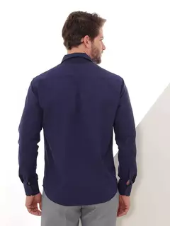 Imagem do Camisa Social Manga Longa Slim Azul Marinho