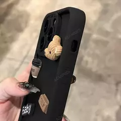 Imagem do Bonito 3d urso café dos desenhos animados caso de silicone para iphone 15 12 11